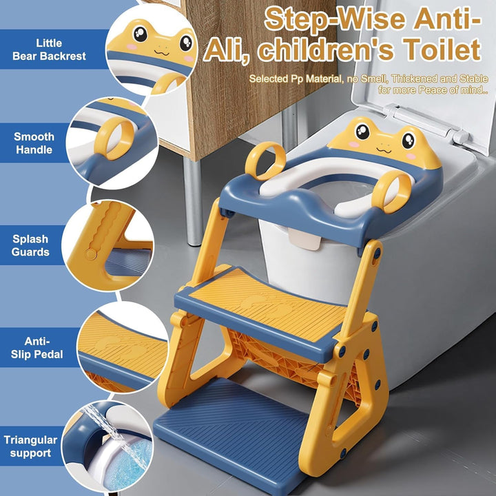 Toilettensitz Kinder mit Treppe,Stabil Kinder Toilettensitz mit Dreiecksstruktur,3 in 1 Toilettentra