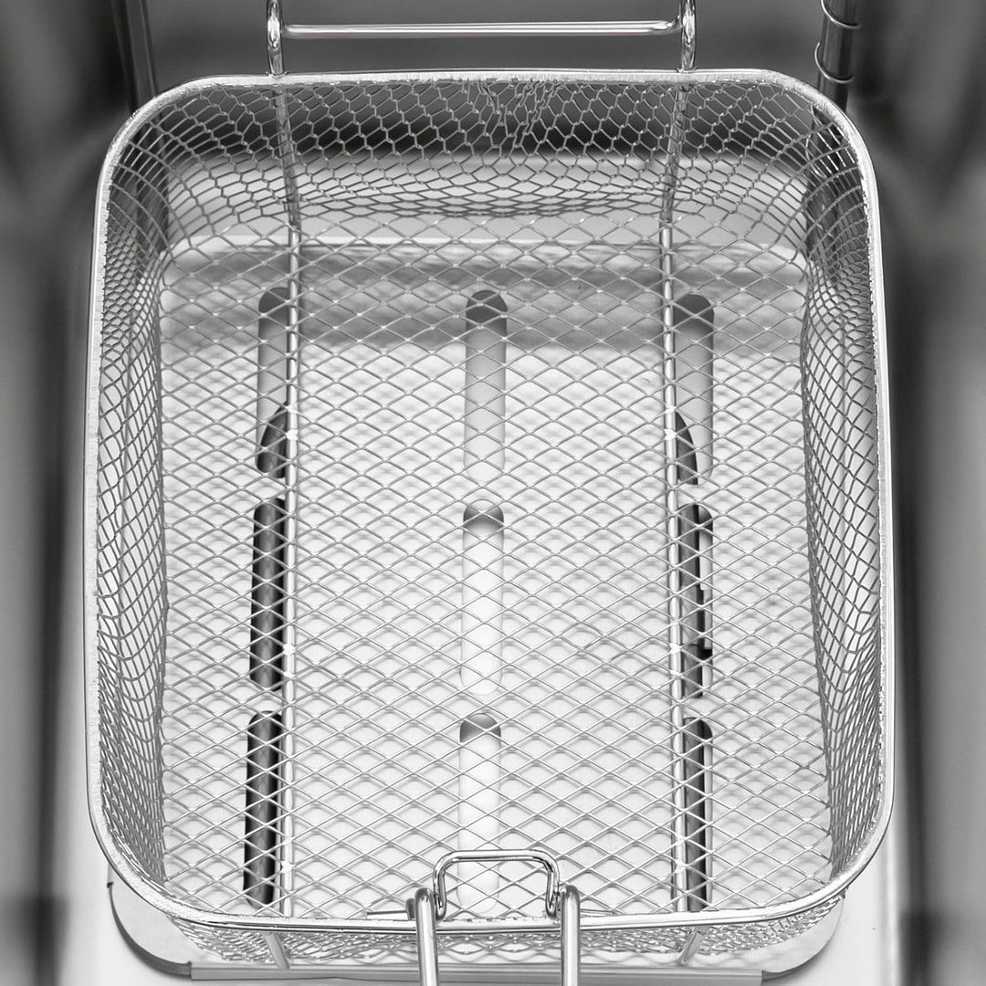 6L Edelstahl-Handfritteuse kommerzielle Elektro-Fritteuse, 2500W Öl-Filter-Fritteuse mit Frittetopf