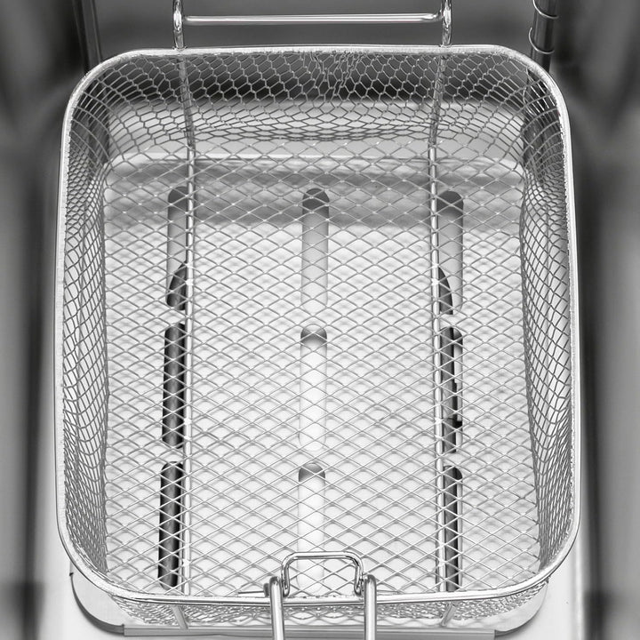 6L Edelstahl-Handfritteuse kommerzielle Elektro-Fritteuse, 2500W Öl-Filter-Fritteuse mit Frittetopf