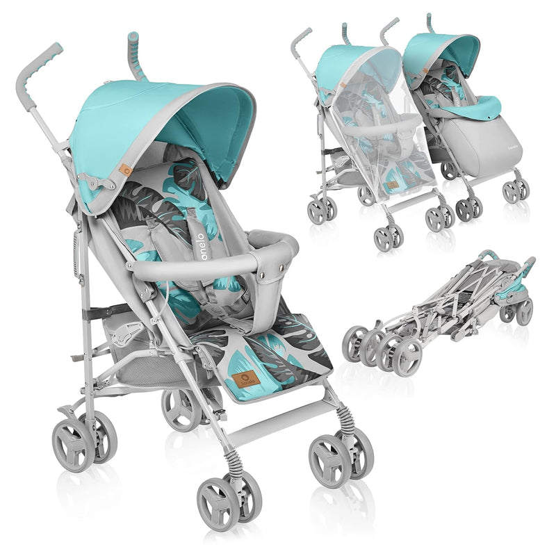 LIONELO Elia Buggy klein zusammenklappbar Kinderwagen bis 15 kg, Rücken und Fussstützenverstellung H