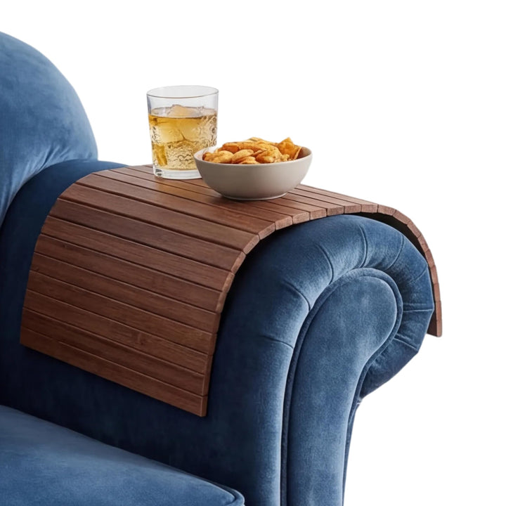 BAM BOO BOX Sofatablett aus Bambus - Couch Tablett flexibel - Sofatablett Armlehne - Sofa Tablett Ho