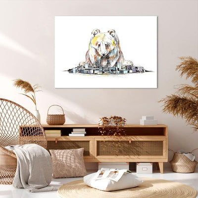 Bilder auf Leinwand 100x70cm Leinwandbild Bär Spielzeug Spiel Illustration Gross Wanddeko Bild Schla