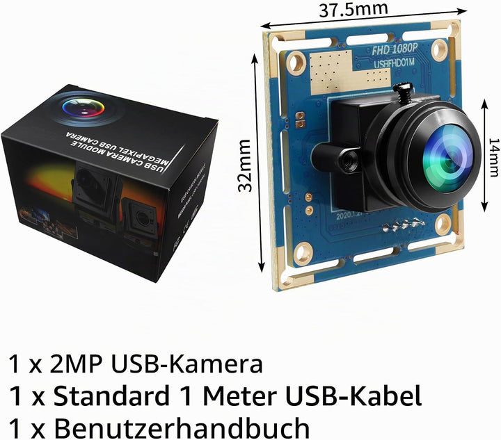 1080P Full HD Fisheye USB Kameramodul,180 Grad Weitwinkel objektiv, 1080P 30 fps/720P 60 fps/480 100