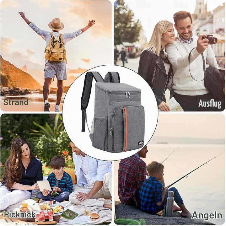 Cozlly 18L Kühlrucksack, Isolierte Kühltasche Rucksack, Thermo Rucksack Gross, Picknick Rucksäcke Au