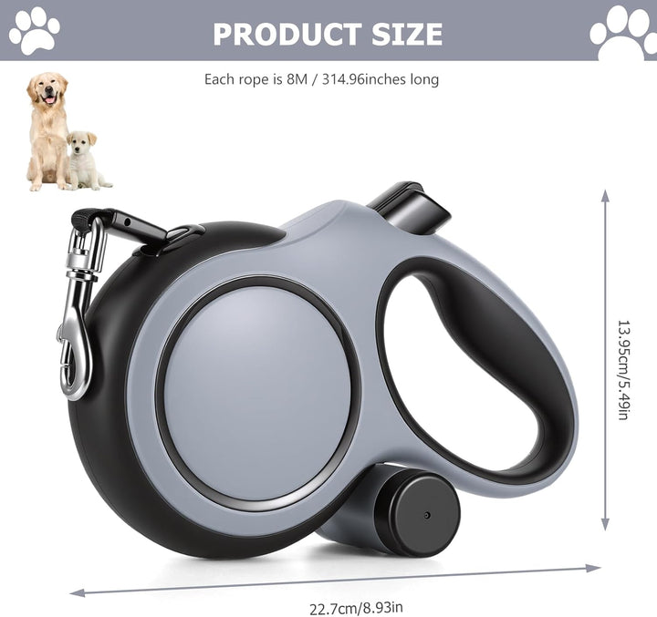 OUZHOU Einziehbare Hundeleine Flexi Leine 8m, 360° Verwicklungsfrei Hundeleine Grosse Hunde bis 50 k