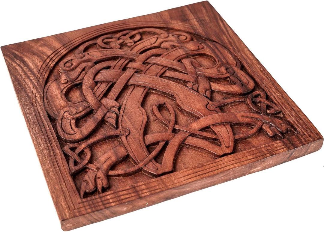 Windalf Grosses Vikings Holzbild CULLAIN VIKING WOOD ART 32 cm Wandrelief Handarbeit Holz