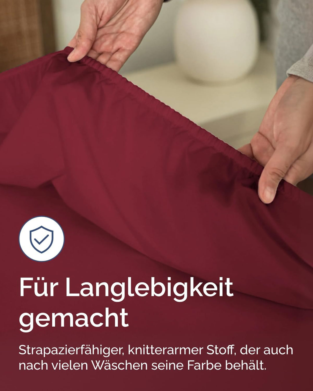 Spannbettlaken 90x190 Weinrot 40 cm Steghöhe - Luxuriöses Spannbetttuch für Einzelbett - Passt auf M