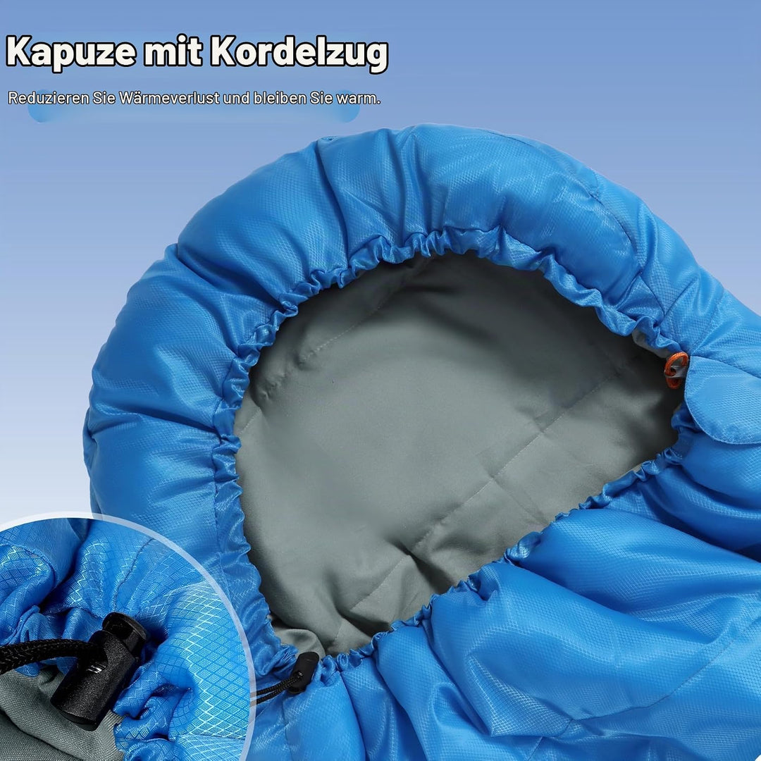 REDCAMP Kinderschlafsack für Jungen und Mädchen 175 x65 cm, Mumienschlafsack Bequem Leicht-Warm mit