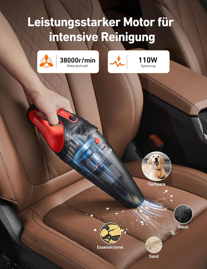 AstroAI Handstaubsauger Akku mit Zubehör, Kabelloser Autostaubsauger Stark mit LED, Bürste, Verlänge