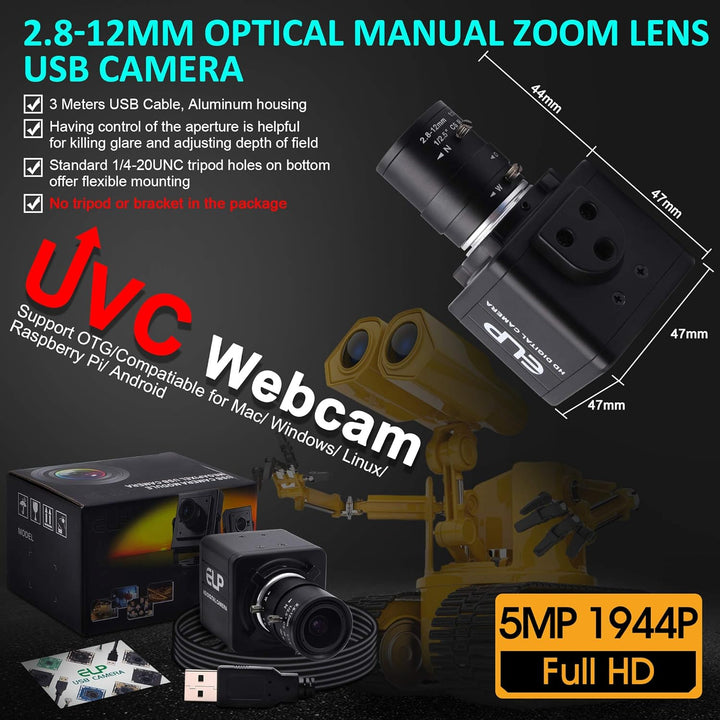 ELP 5 Megapixel Zoom Web Kamera mit Variable Fokus 2.8-12mm Objektiv,1944P Aptina MI5100 WeiterWinke