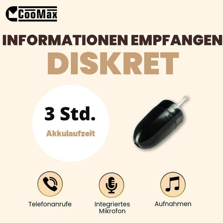 Spion Kopfhörer Bluetooth Kabellos VIP Pro Unsichtbare Kopfhörer Mikrofon Handy Prüfung - Mini Spion