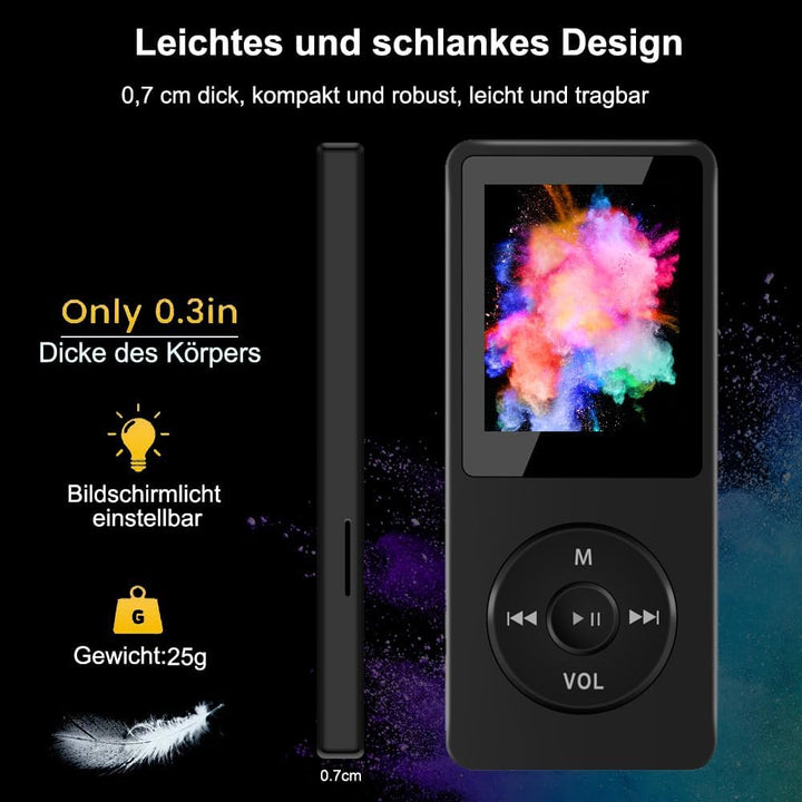 32GB MP3 Player Bluetooth mit 1.8" TFT Farbbildschirm mit Kopfhörer, HiFi Musik Player Kinder mit La