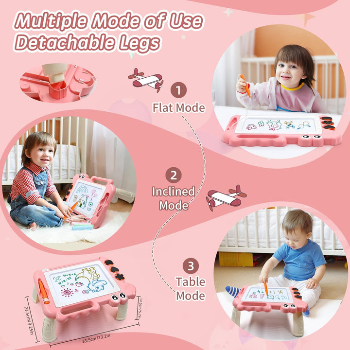 Dinosaurier Maltafel Zaubertafel mit Beinen Kinderspiele ab 2 3 4 5 Jahre Geschenk Mädchen, Bunt Mag