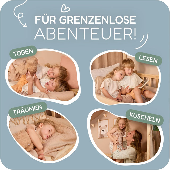 Hausbett Himmel – Aus weichem Musselin in 7 Farben – 100% Bio-Baumwolle – Traumhafte Hausbett Deko &