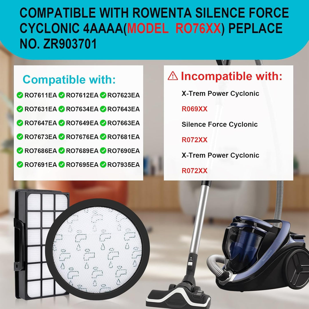 4 x Staubsauger Filter für Rowenta Silence Force Cyclonic RO7649EA RO7689EA RO7647EA RO7663EA RO7676