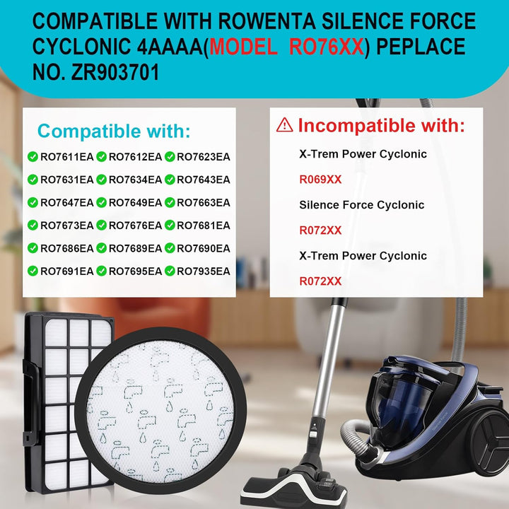4 x Staubsauger Filter für Rowenta Silence Force Cyclonic RO7649EA RO7689EA RO7647EA RO7663EA RO7676