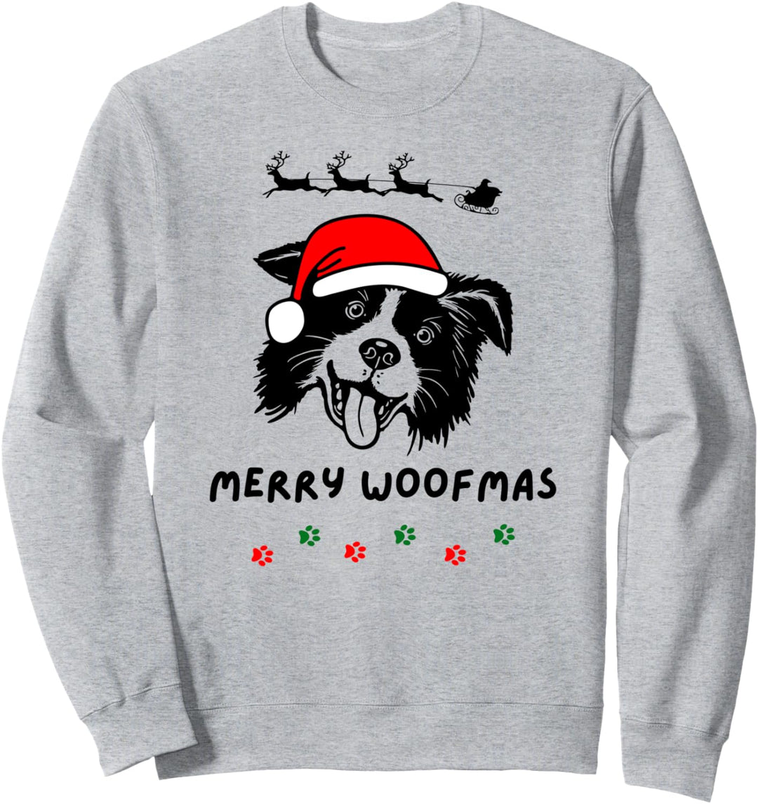 Border Collie Dog Weihnachtsfeiertage Santa Merry Woofmas Sweatshirt