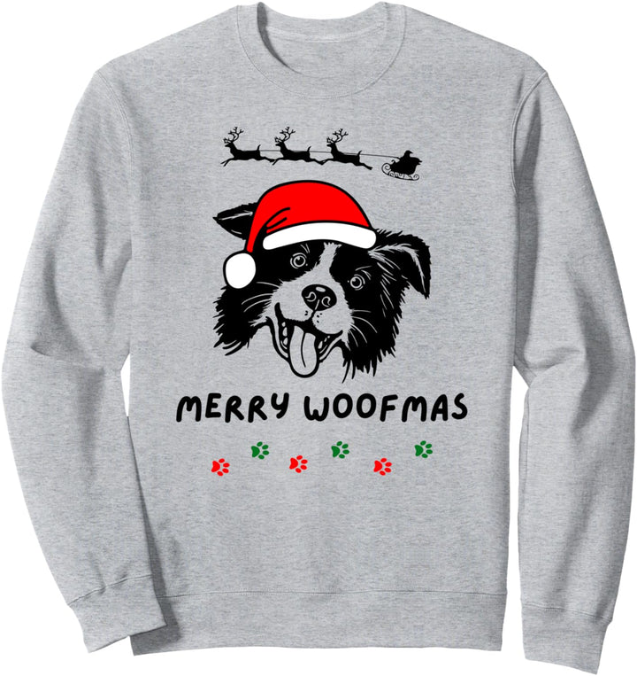 Border Collie Dog Weihnachtsfeiertage Santa Merry Woofmas Sweatshirt