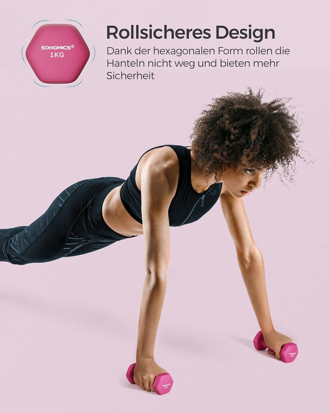 SONGMICS Hanteln, 2er Set,Hantelset, Kurzhanteln, Hexagon, Neopren-Beschichtung, Krafttraining, Work