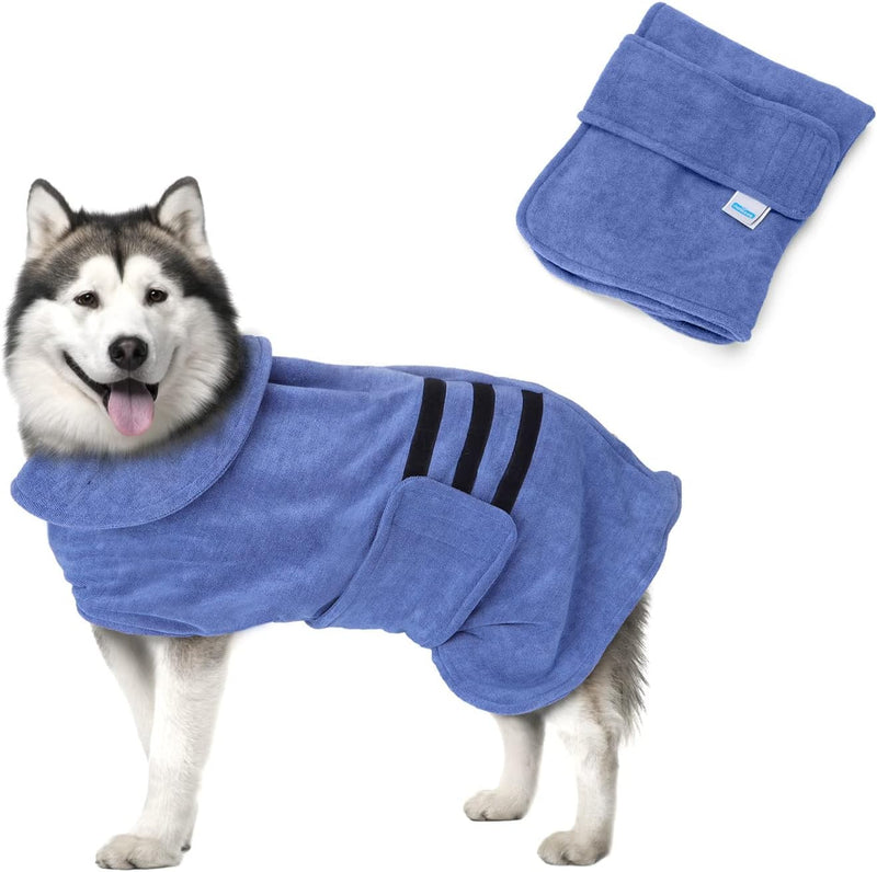 Nobleza Hundebademantel Mikrofaser mit Klettverschluss,Super saugfähig und schnell trocknend,Bademan