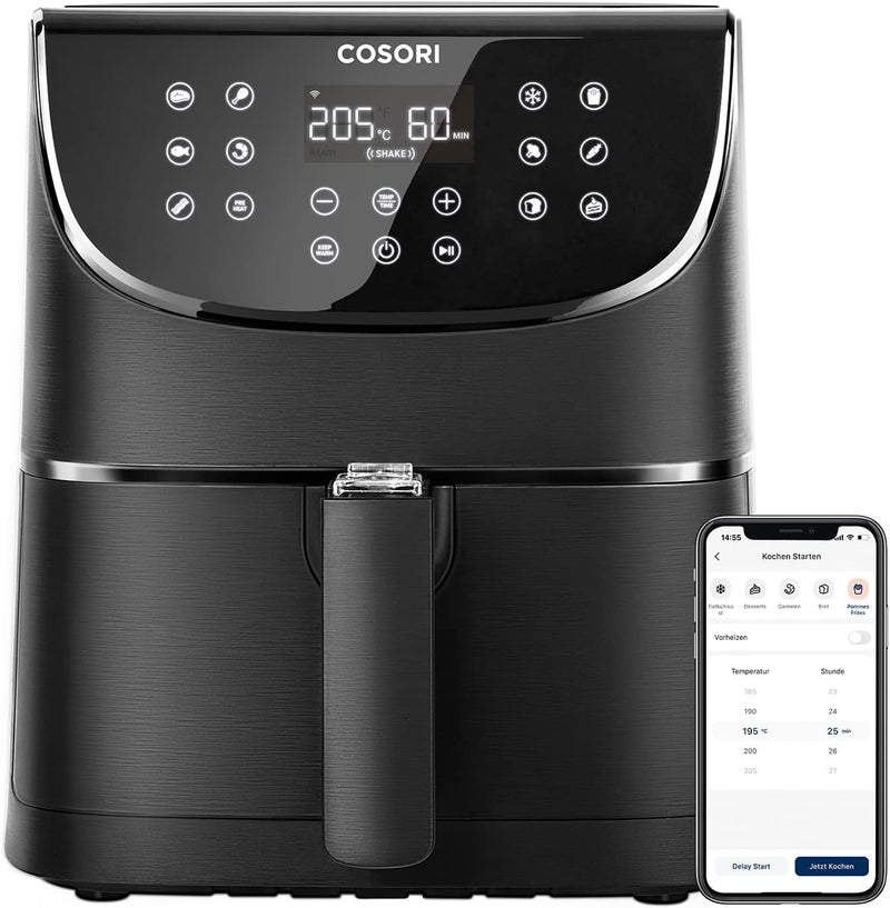 COSORI Smart WiFi Heissluftfritteuse 5,5L XXL mit APP-Steuerung, Ohne Öl, Heissluftfriteuse mit 13 P