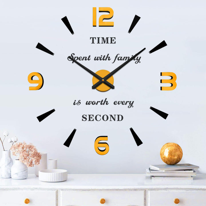 Vangold Moderne Mute DIY grosse Wanduhr 3D Aufkleber Home Office Decor Geschenk (Schwarz Gold) Schwa