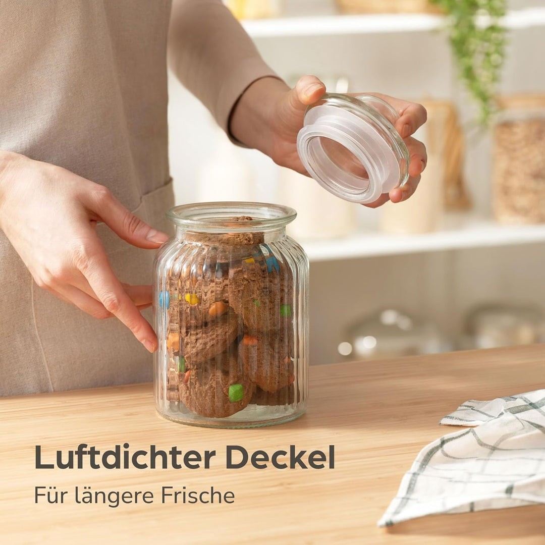 Praknu 6 Vorratsglas mit Deckel &amp; Etiketten - 1L - Bonbonglas Vorratsgläser für Candy Bar, Hochzeit,