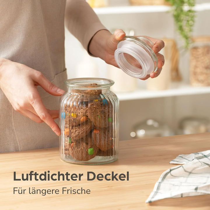 Praknu 6 Vorratsglas mit Deckel &amp; Etiketten - 1L - Bonbonglas Vorratsgläser für Candy Bar, Hochzeit,