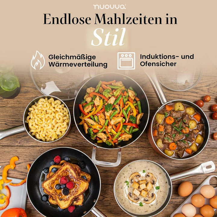 Antihaftbeschichtete Töpfe und Pfannen Set - Induktionskochfeld Töpfe Set - 8 Stück Küche Kochgeschi