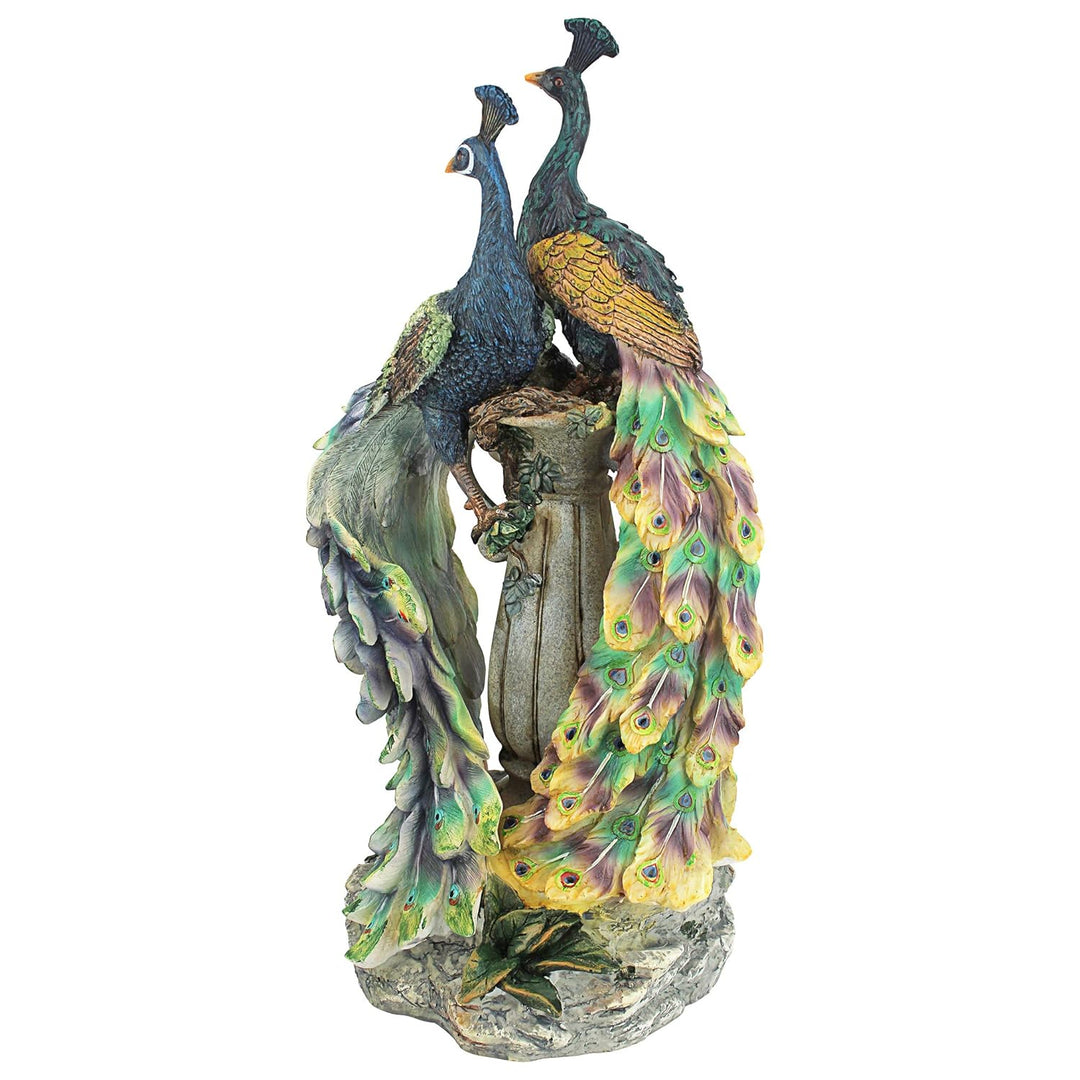 Design Toscano Pfauen im Paradies Dekostatue, Polyresin, vollfarbe, 48 cm, Pfauen im Paradies