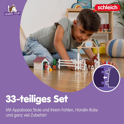 schleich 42458 HORSE CLUB Hannahs Gastpferde mit Hündin Ruby, für Kinder ab 5-12 Jahren, HORSE CLUB