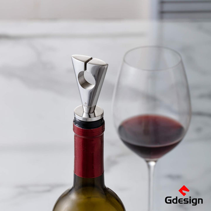 Gdesign Weinflaschenverschluss aus massivem Edelstahl Modernes Design, Geschenkpackung Weinstopper C