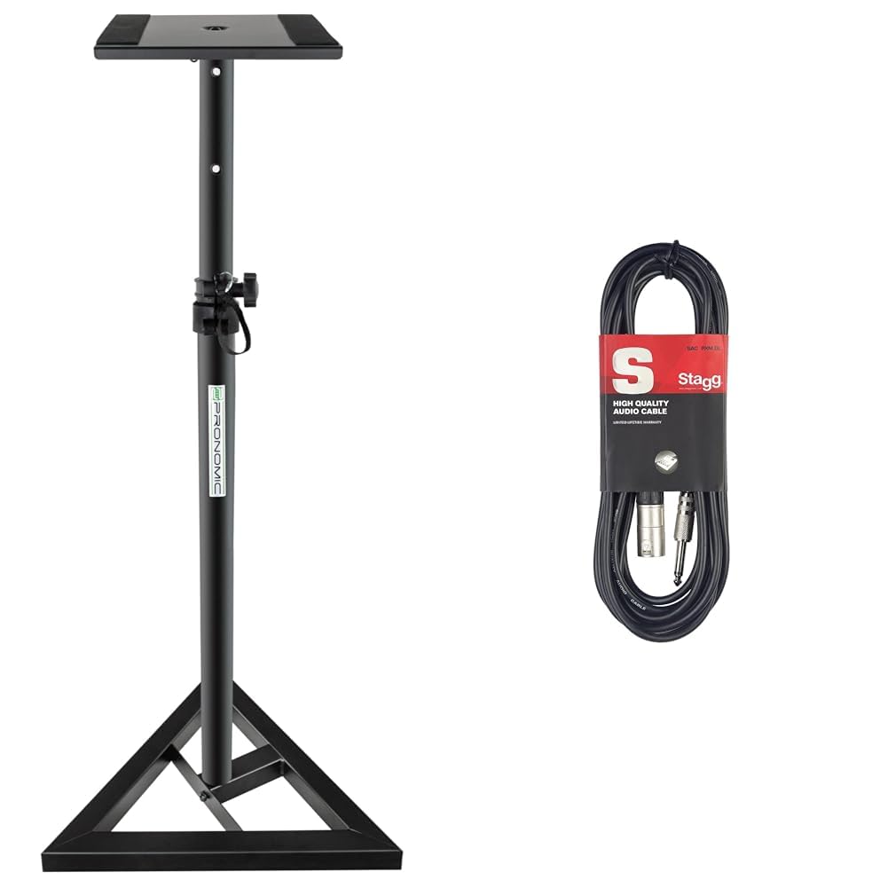 Pronomic SLS-10 Stativ für Studio Monitor Ständer & Stagg SAC3PXMDL - Audio- Patchkabel - 3 Meter -