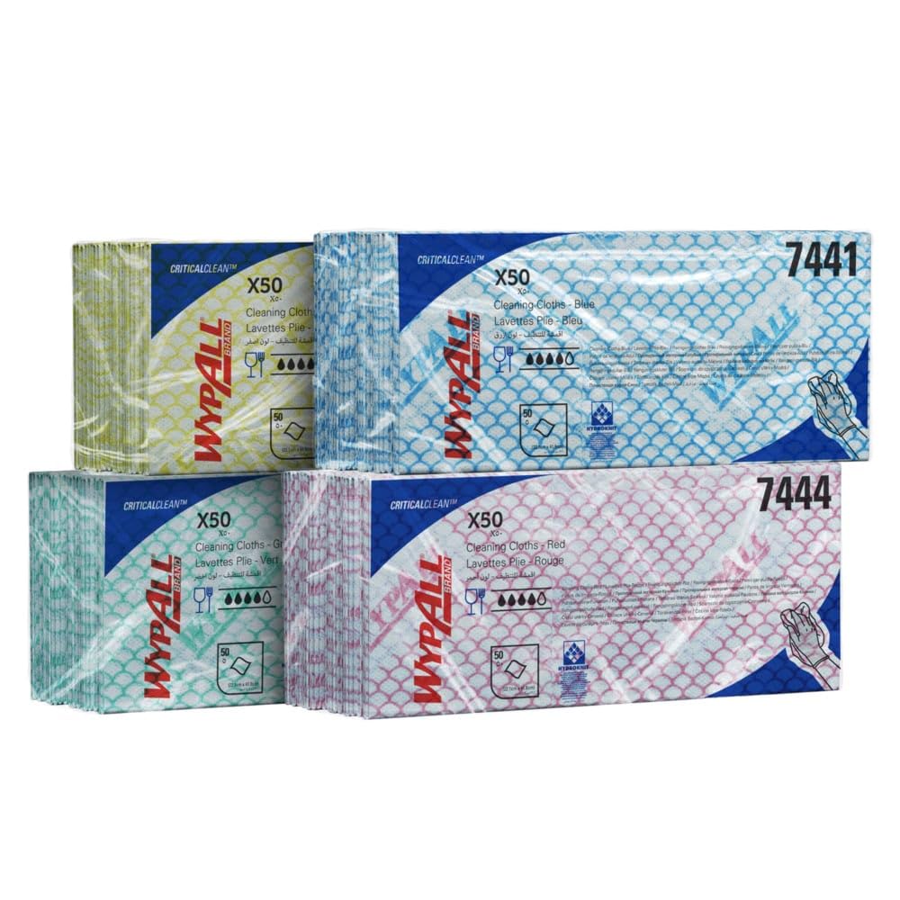WypAll X50 Farbcodierte Reinigungstücher 7444 Rot 6 Packungen x 50 Farbcodierte Wischtücher mit Inte