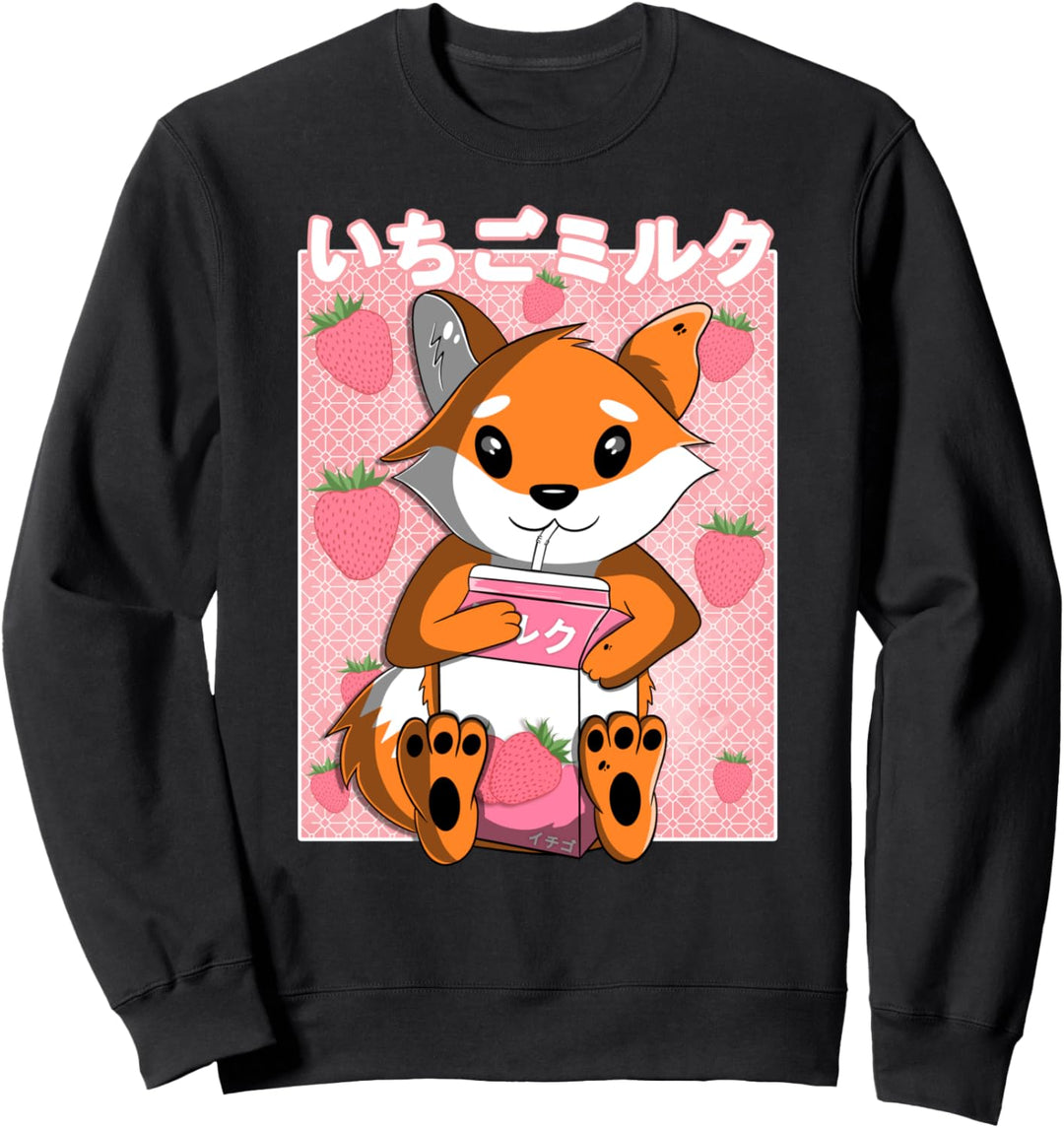 Erdbeermilch, Fuchs, Kawaii, Anime Sweatshirt