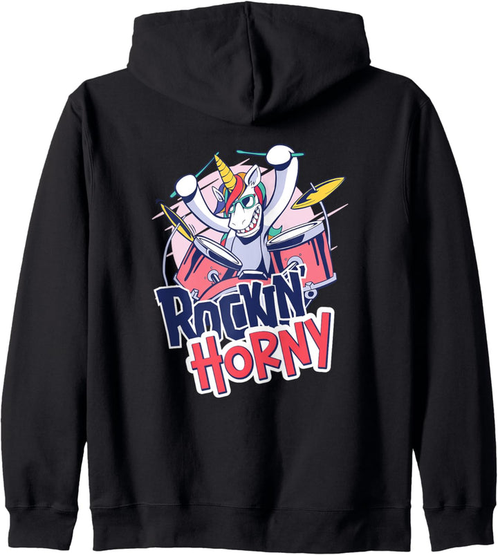 Einhörner Wortspiel Erwachsenen Kostüm Rockin´ Horny Einhorn Kapuzenjacke