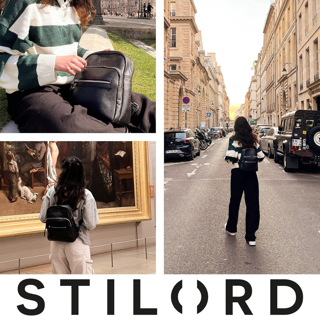 STILORD 'Alba' Kleiner Leder Rucksack Damen Vintage Daypack City Lederrucksack klein Handtasche Echt