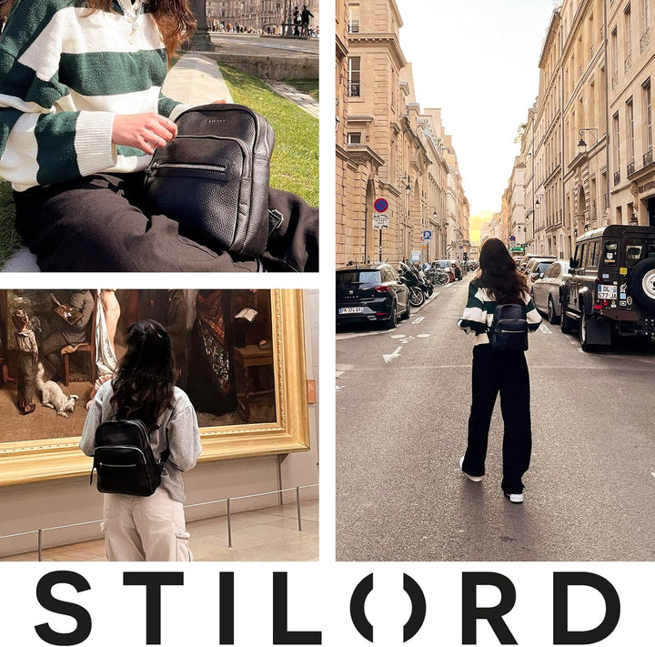 STILORD Damen-Rucksack aus Leder braun - Vintage Frauen-Rucksack - Kleine Tasche aus Echtleder - Han