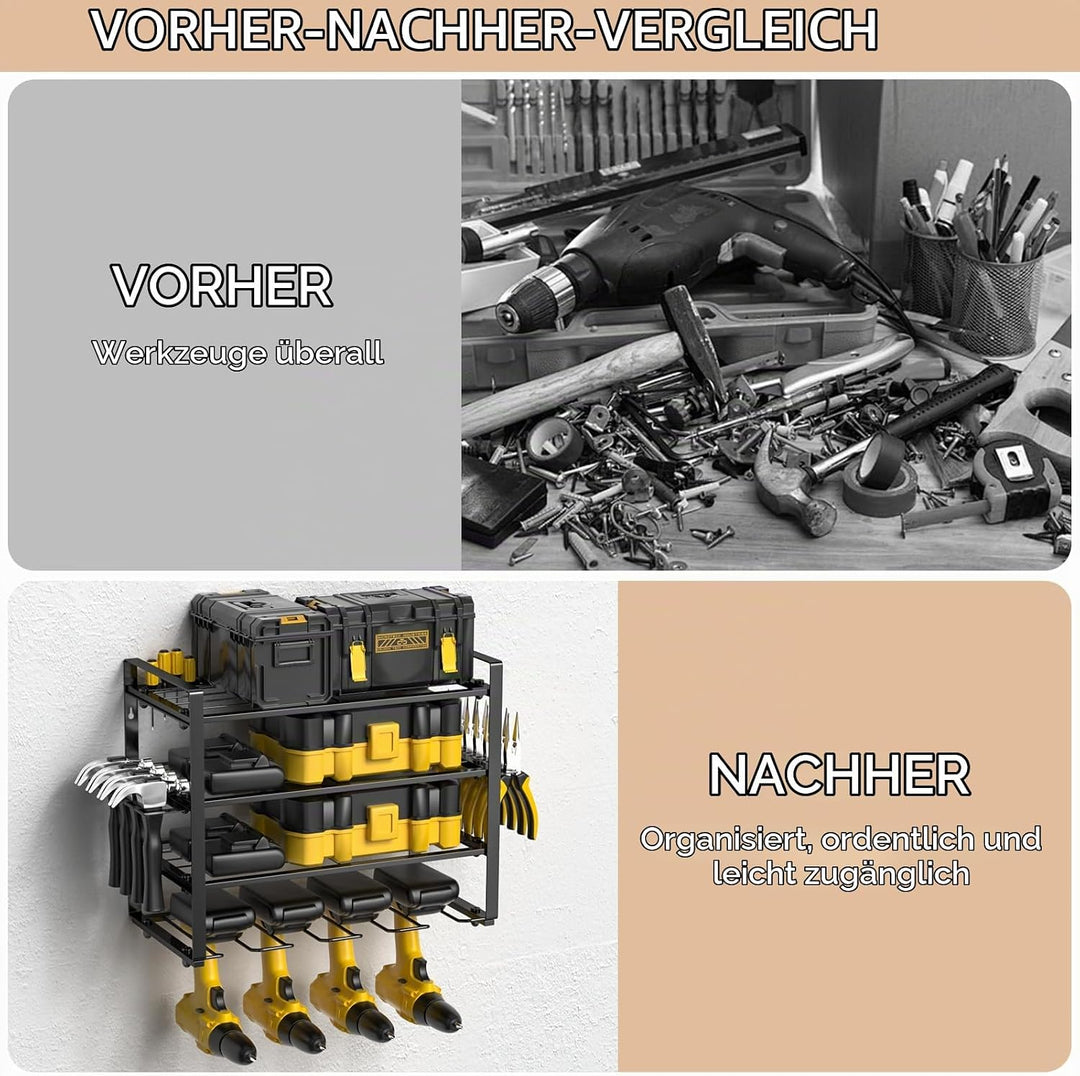 Amdoticknpf 4 Ebenen Werkzeug Wandhalterung, Werkzeugspeicher Wandhalterung, Schlagbohrschrauber Wer