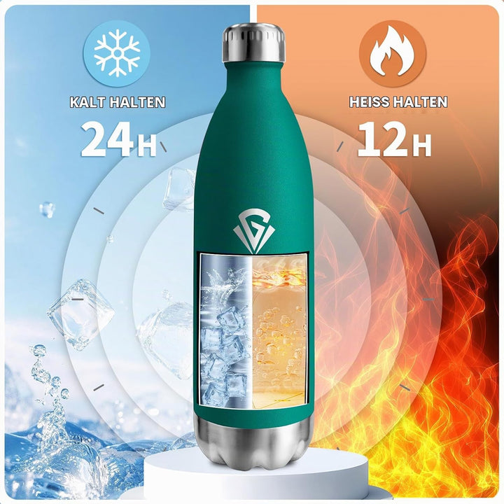 Thermosflasche1L, Trinkflasche Kohlensäure Geeignet, Thermosflasche Auslaufsicher, Isolierflasche BP