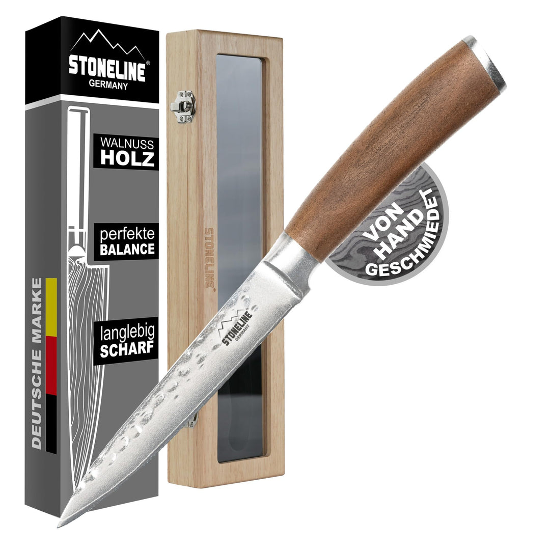 STONELINE Hammerschlag Damastmesser Allzweck-Messer 24 cm, extrem scharfe 12 cm Klinge aus 67 Lagen,