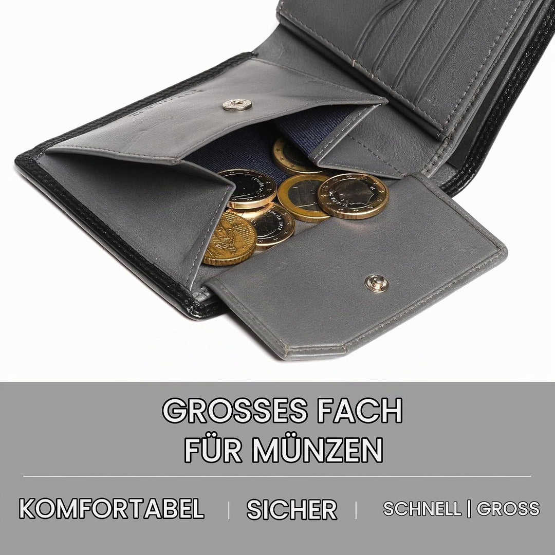 Lavalen® Geldbörse Herren Leder - Portmonee Herren Gross - Portemonnaie Herren Leder Handgemachte -