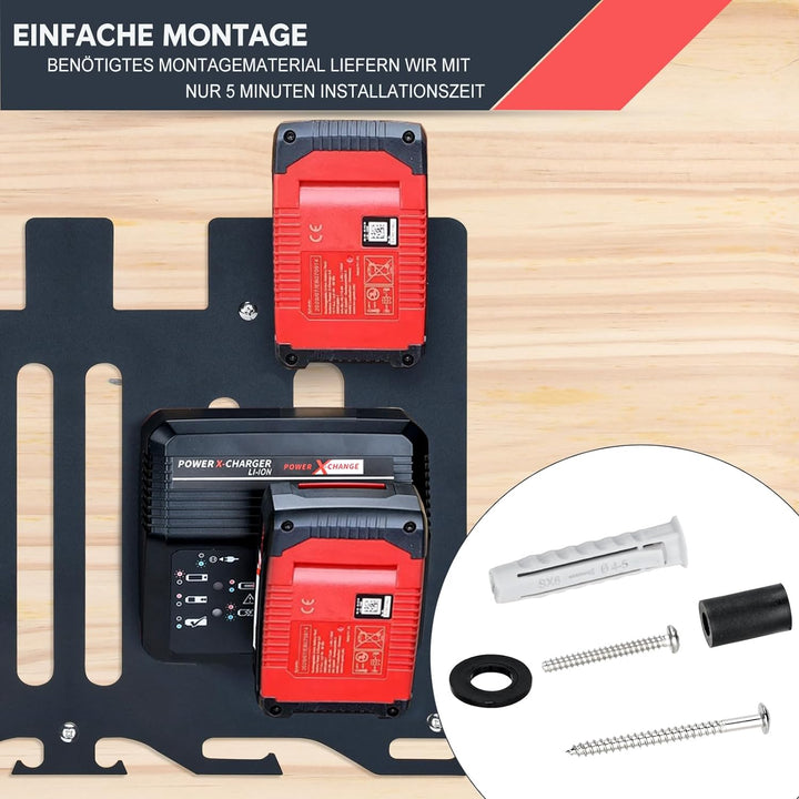 TOPOWN 3in1 Pro Wandhalterung für Einhell Ladegeräte und 18V Akku, für Power X-Change Charger, Twinc