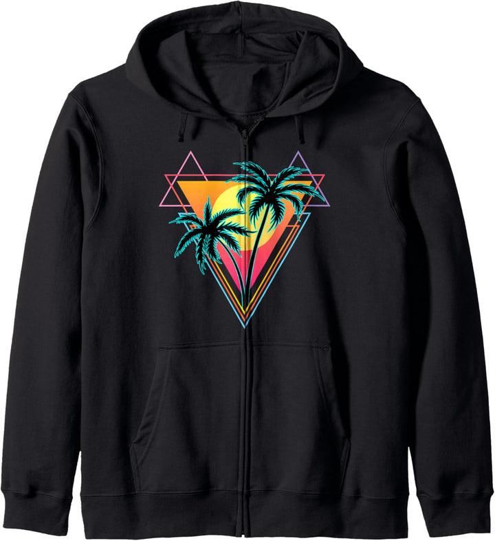 Retro 1980er 1990er Jahre Vaporwave Palmen Sunset Beach Art Kapuzenjacke