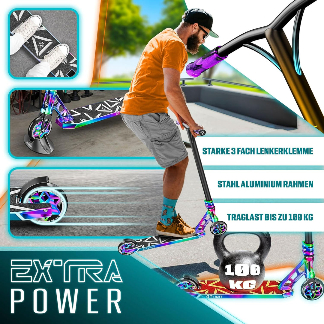 KESSER® Stunt Scooter GT-Limit 360° Lenkung Funscooter Stuntscooter mit Ständer ABEC 9 Kugellagern,