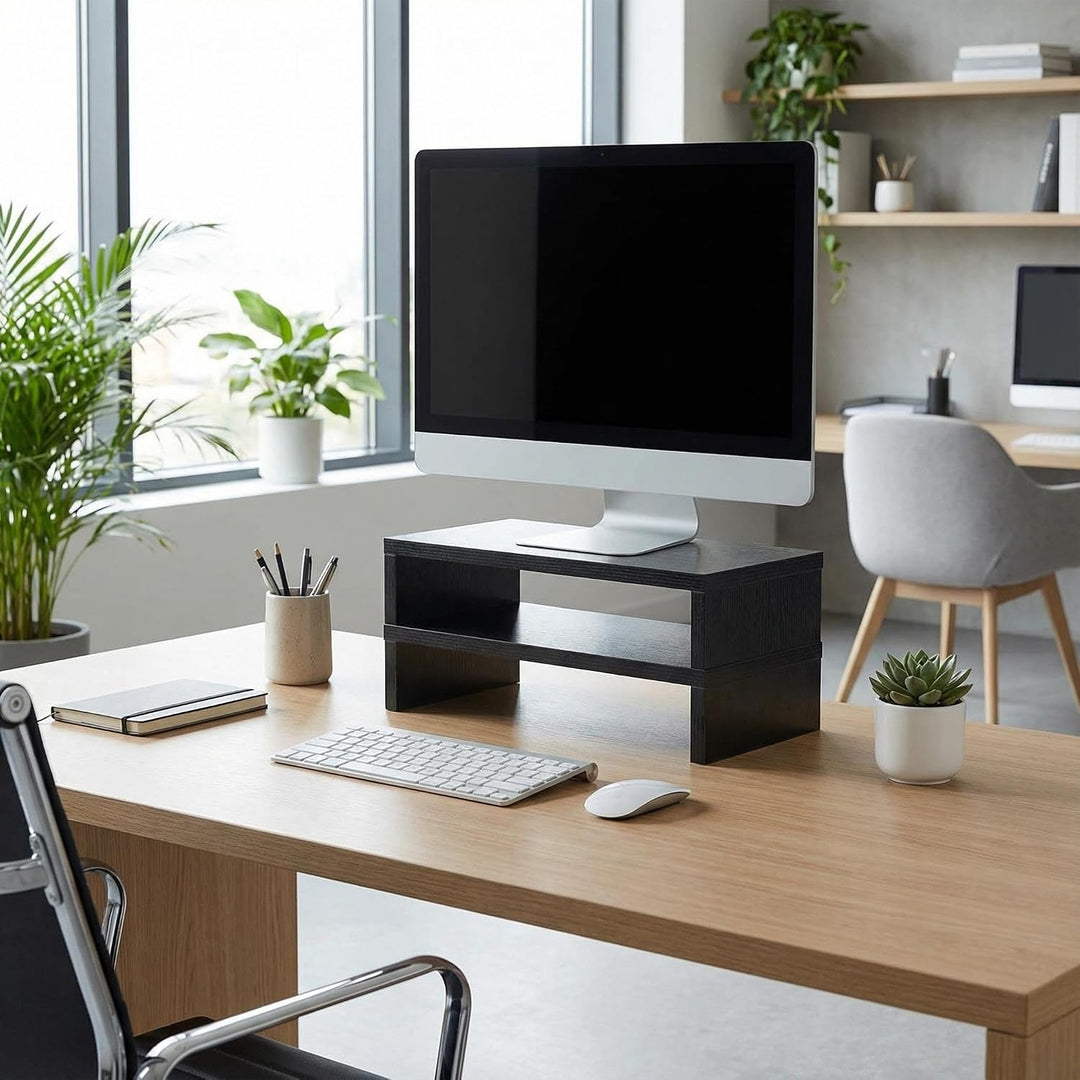 HOMYLIN Monitorständer für Schreibtisch, 2 Stück, MDF, verstellbarer Computerständer, Dual-Monitorer