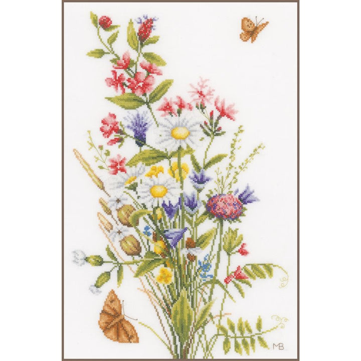 Lanarte Zählmusterpackung Feld- und Wiesenblumen Zähls Kreuzstichpackung, Baumwolle, Mehrfarbig, 31