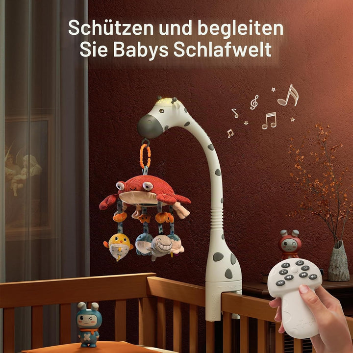 TUMAMA Baby Musikalische Krippe Mobile mit Projektor Spiegel Weiche Hängende Spielzeug Schlaflieder