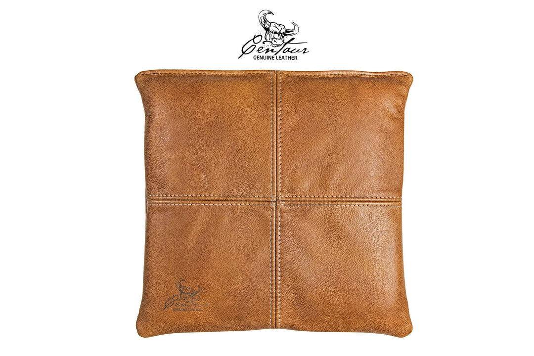 Centaur - Hochwertiges Leder Sitzkissen - Cognac Vintage 35x35 cm - Ideal für Stuhl oder Sitzbank -