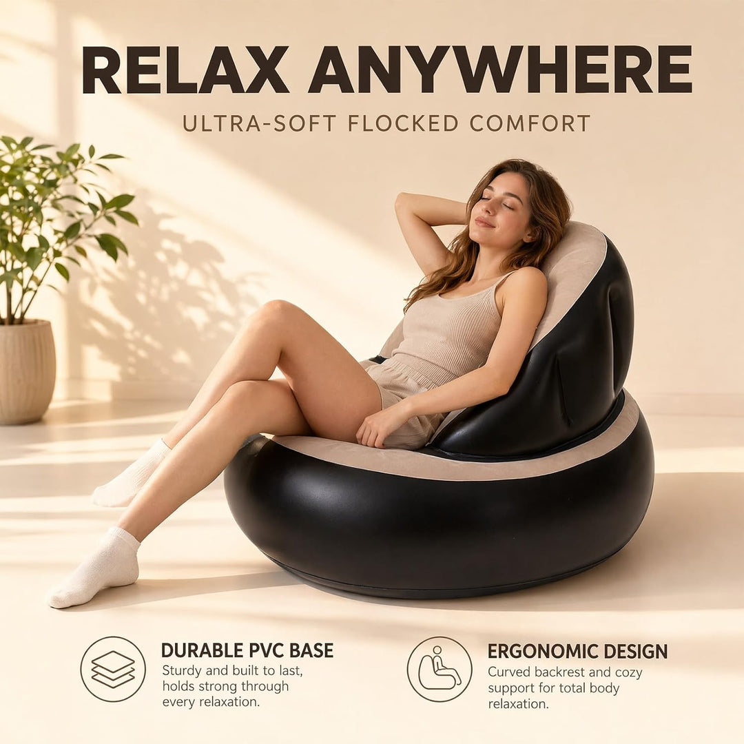 Aufblasbares Sofa, Beflocktes Luftsofa, Tragbarer Aufblasbarer Stuhl, Sofa und Couch mit Beflockter